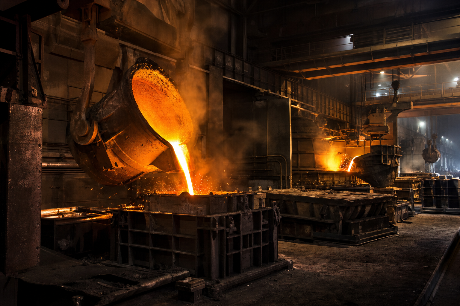 Planta metalúrgica con proceso industrial de acero