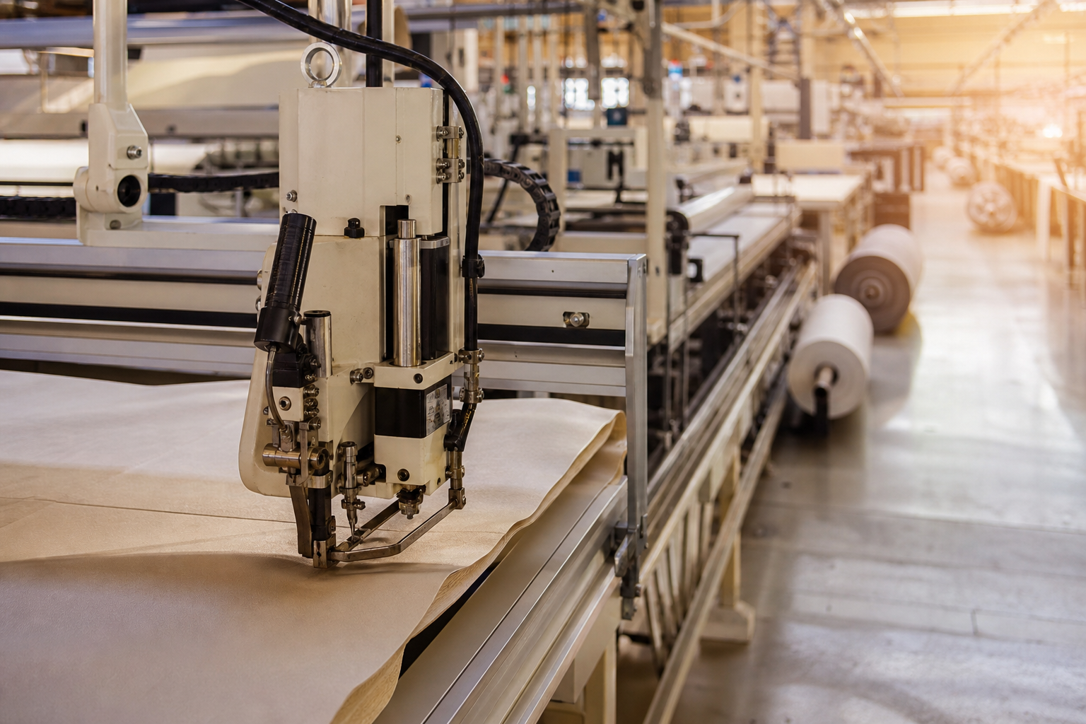 Fábrica textil con maquinaria de producción